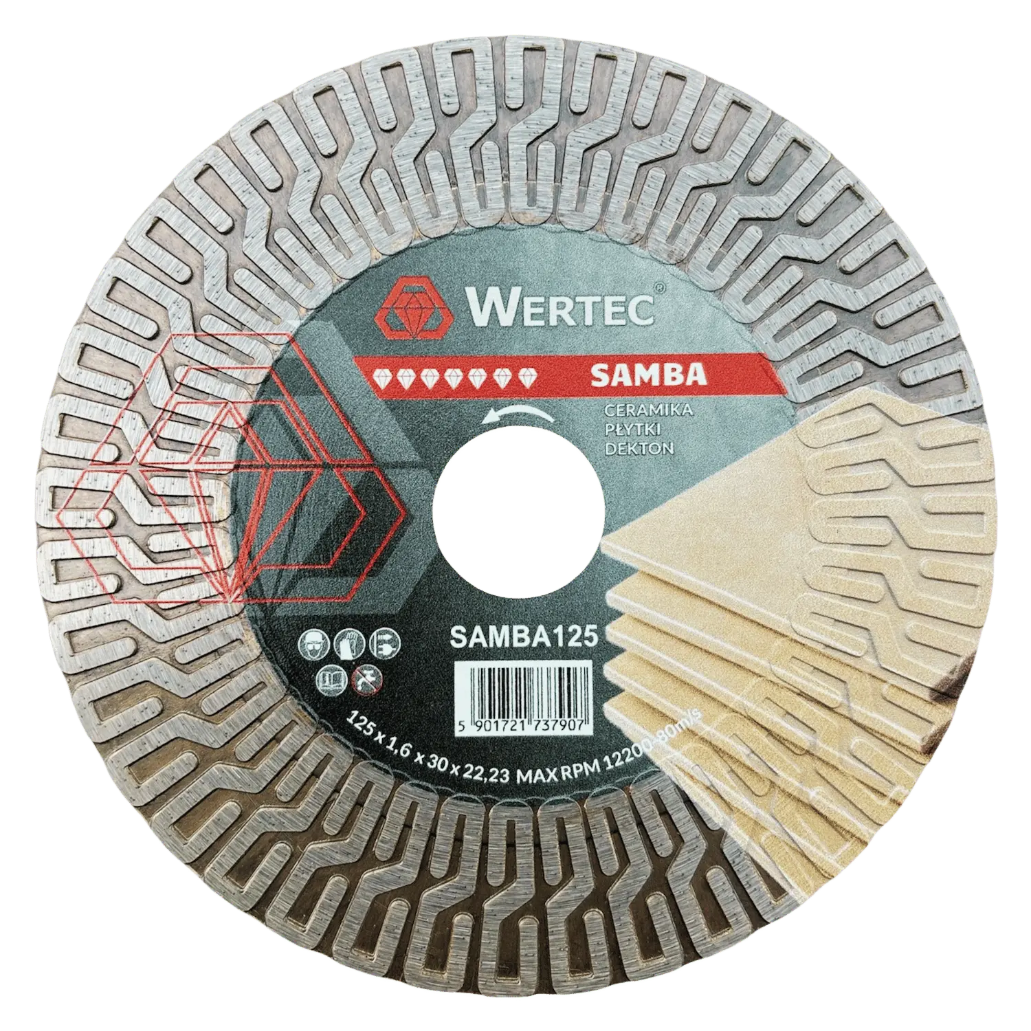 Tarcza diamentowa do ukosowania płytek 45° SAMBA 125 mm WERTEC