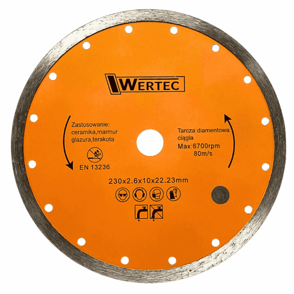 TARCZA DIAMENTOWA CIĄGŁA 230X22,23 MM WERTEC - WTD