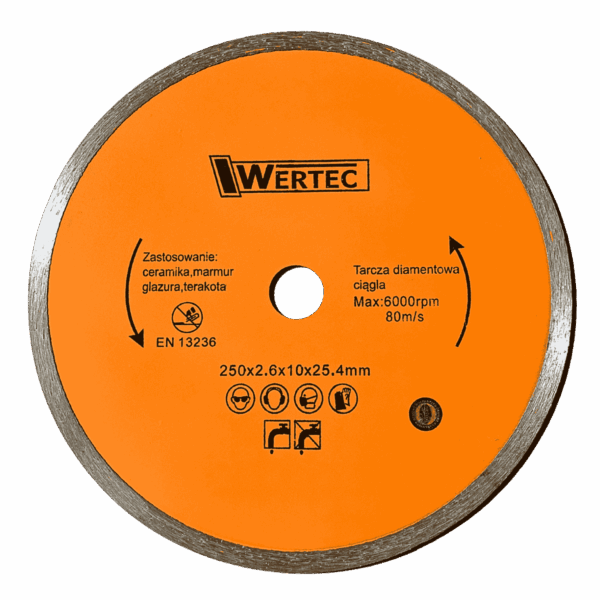 TARCZA DIAMENTOWA CIĄGŁA 250 MM WERTEC - WTDC250