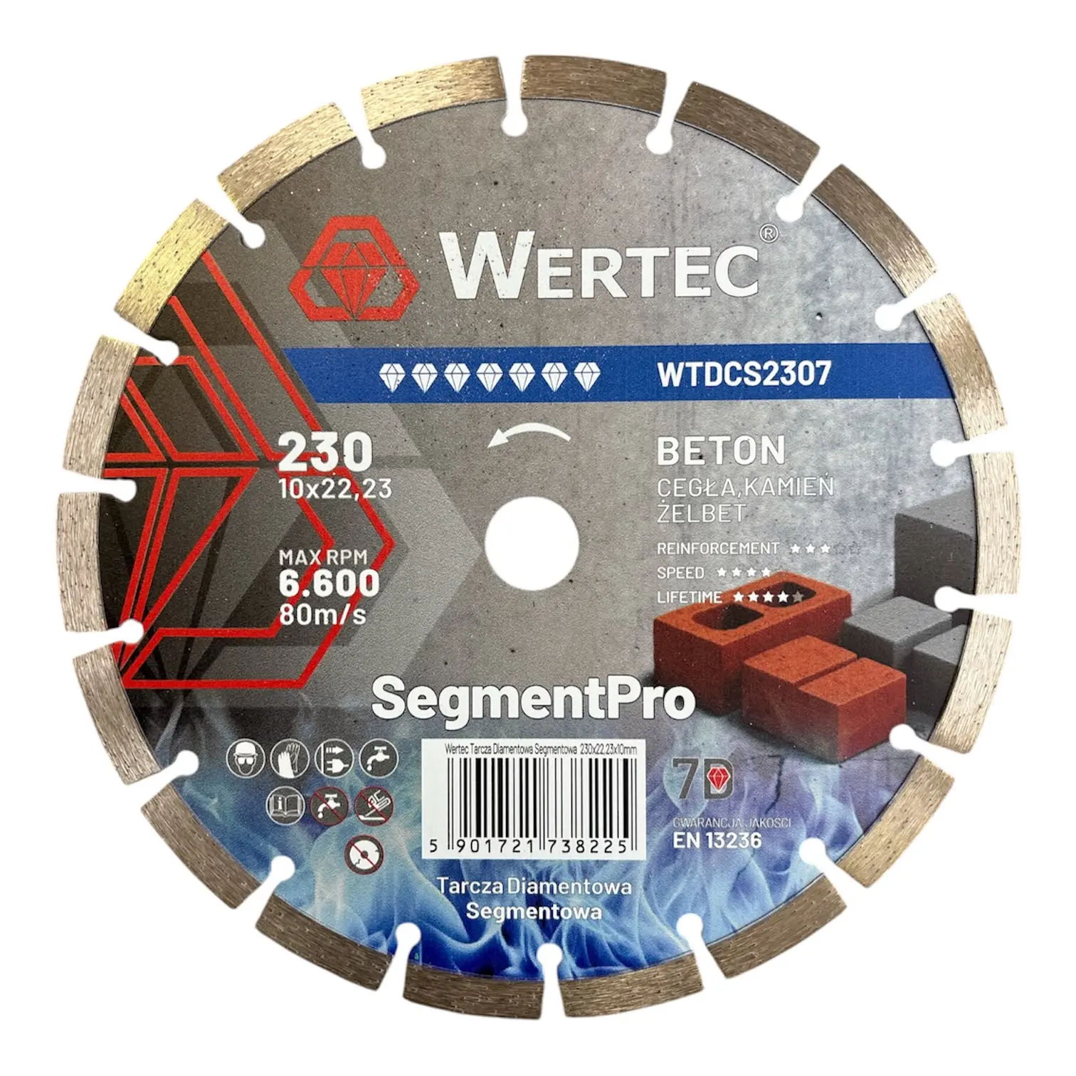 Tarcza diamentowa 230x22.23xH10 SegmentPro WTDCS2307