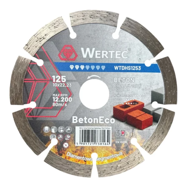 Tarcza diamentowa segment. 125x22.23xH10 BetonEco WTDHS1253