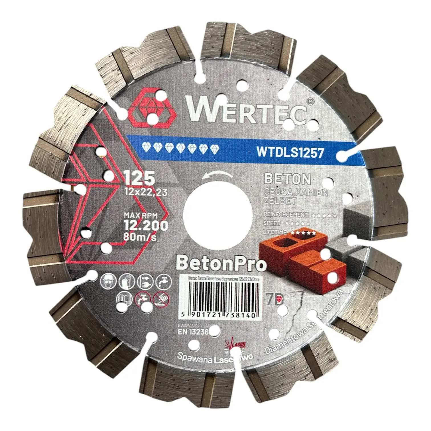 Tarcza diamentowa 125x22.23xH12 Laser BetonPro WTDLS1257