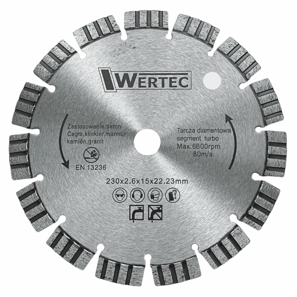 Tarcza Diamentowa 230X15MM LASER WERTEC - WTDLS230