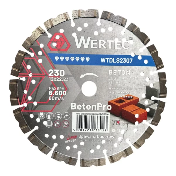 Tarcza diamentowa 230x22.23xH12 Laser BetonPro WTDLS2307