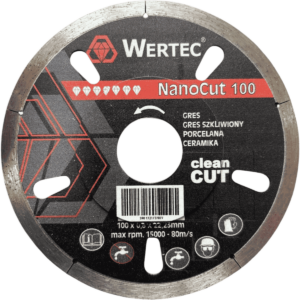 Tarcza diamentowa do gresu, spieków i płytek 100x0,8x22,23mm NanoCUT CleanCUT WERTEC