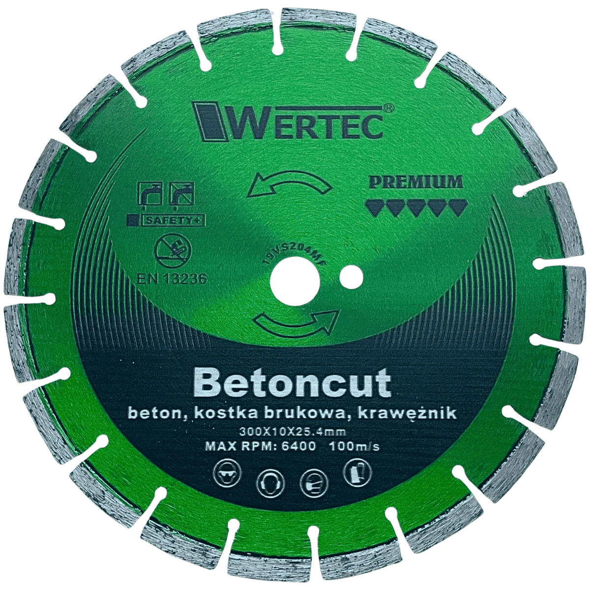 Tarcza diamentowa do betonu i kostki brukowej 300x10x25,4 segment GREEN WERTEC