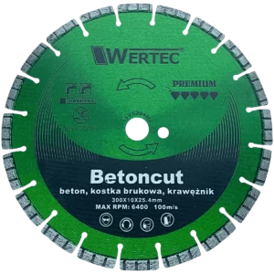 Tarcza diamentowa do betonu i kostki brukowej 300x10x25,4 segment T GREEN WERTEC