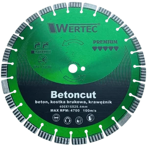 Tarcza diamentowa do betonu i kamienia 400x15x25,4 TN GREEN WERTEC