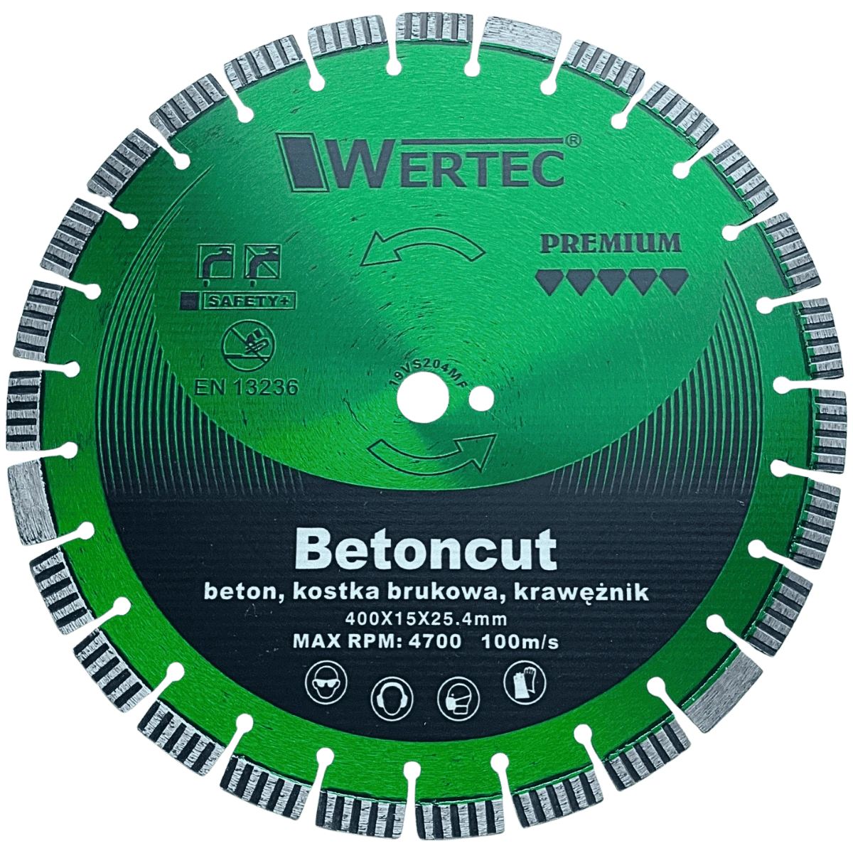 Tarcza diamentowa do betonu i kamienia 400x15x25,4 TN GREEN WERTEC