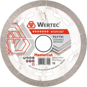 Tarcza diamentowa ciągła do gresu MasterCut 125x1,2x22,23x10 mm WERTEC