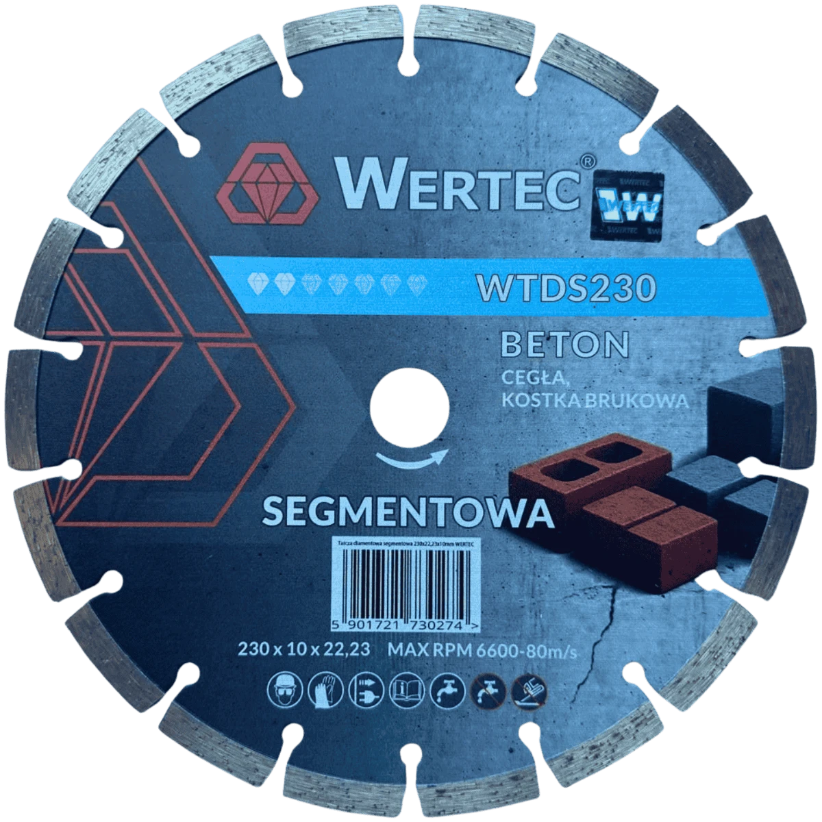 Tarcza diamentowa do betonu i kamienia segment. 230 mm WERTEC